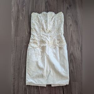 Jessica McClintock Gunne Sax Vintage 80s Strapless Prom Mini Dress 